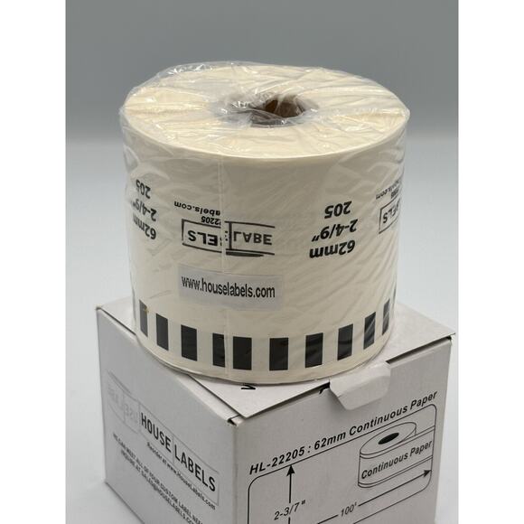 Non-OEM Fits BROTHER DK-2205 Continuous Labels - (1) Roll of 100' + (1) FRAME - Picture 1 of 7